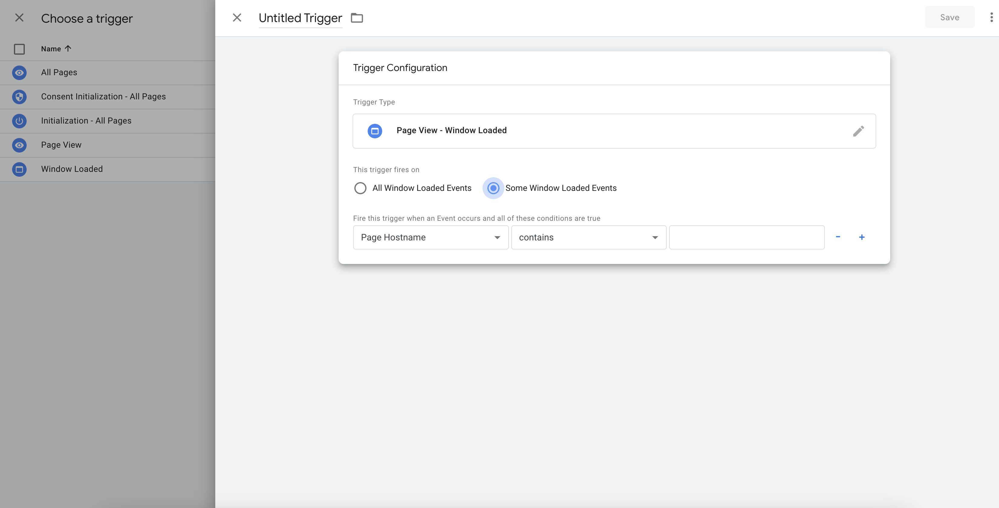 trigger configuration settings on google tag manager