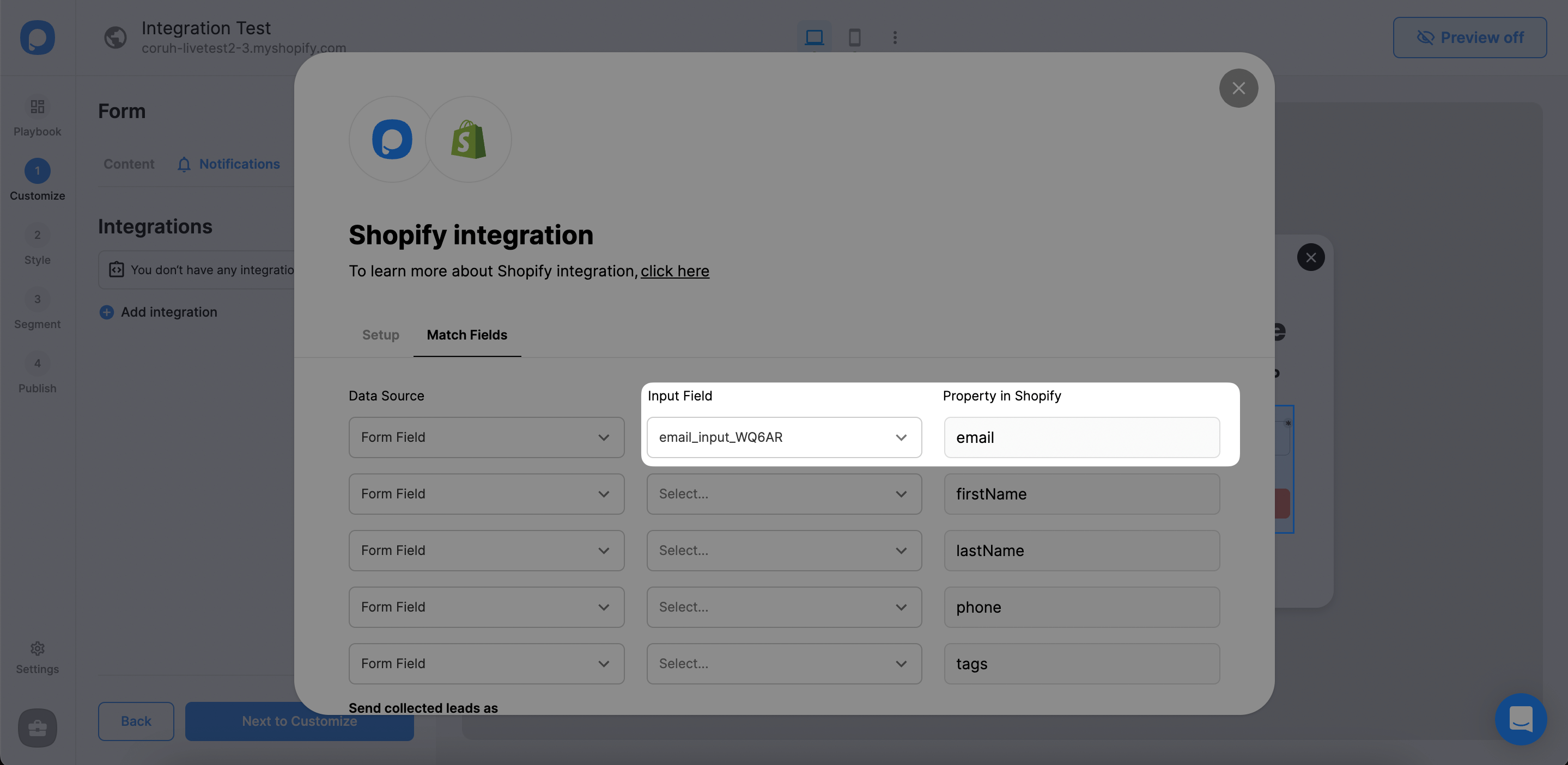 Match the input fields