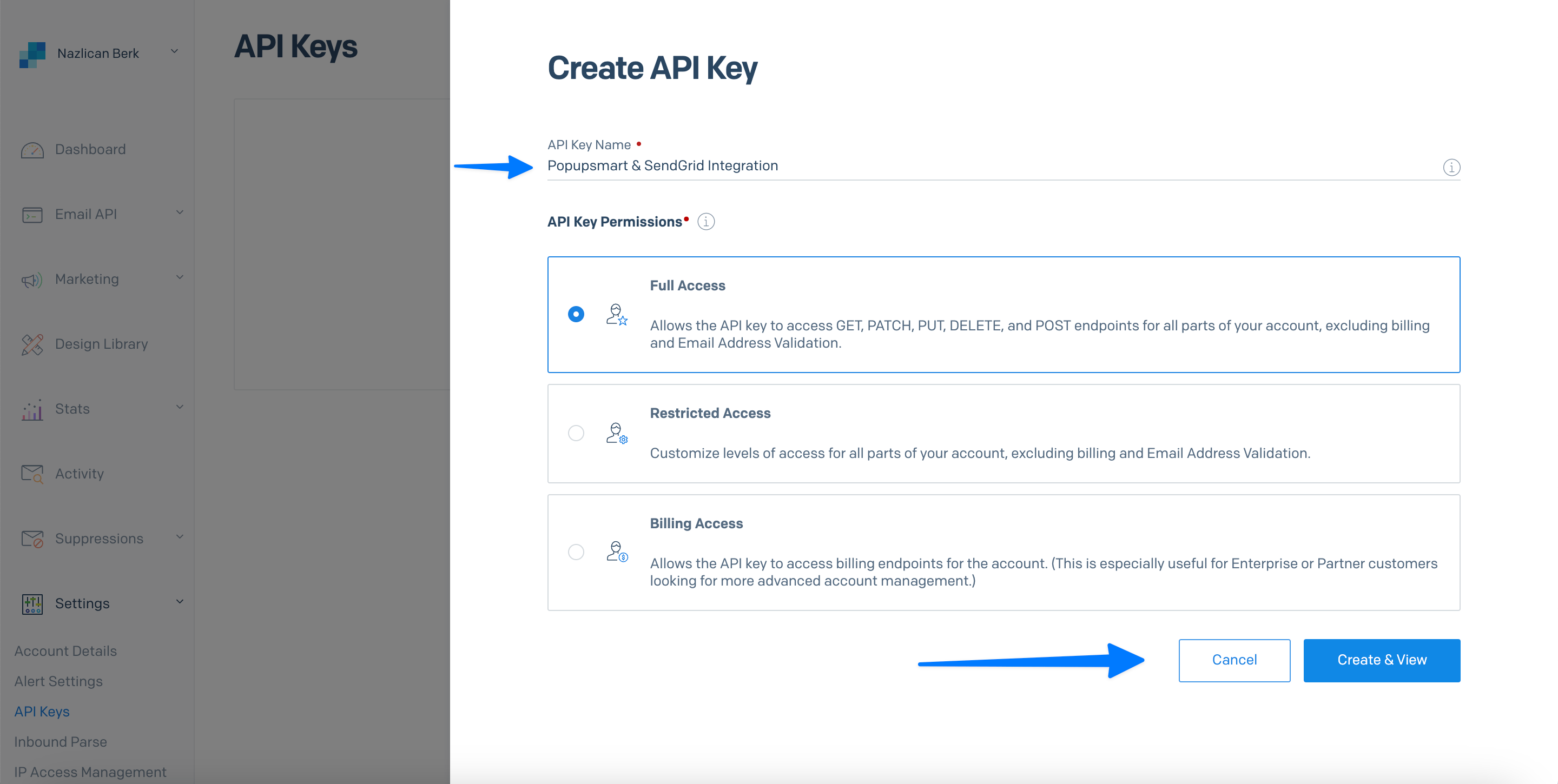 Generate an API Key Name for your API key