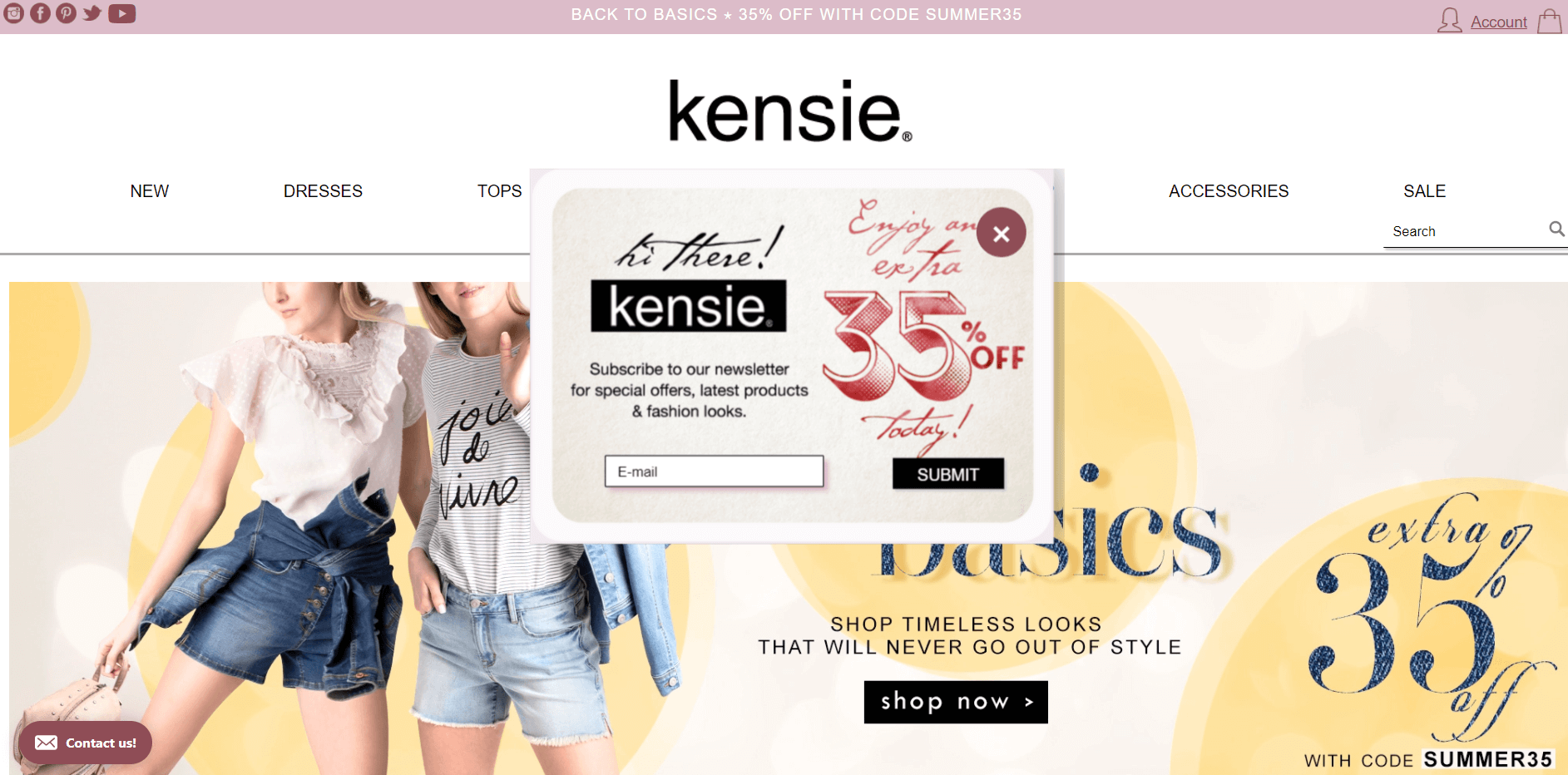 kensie popup example