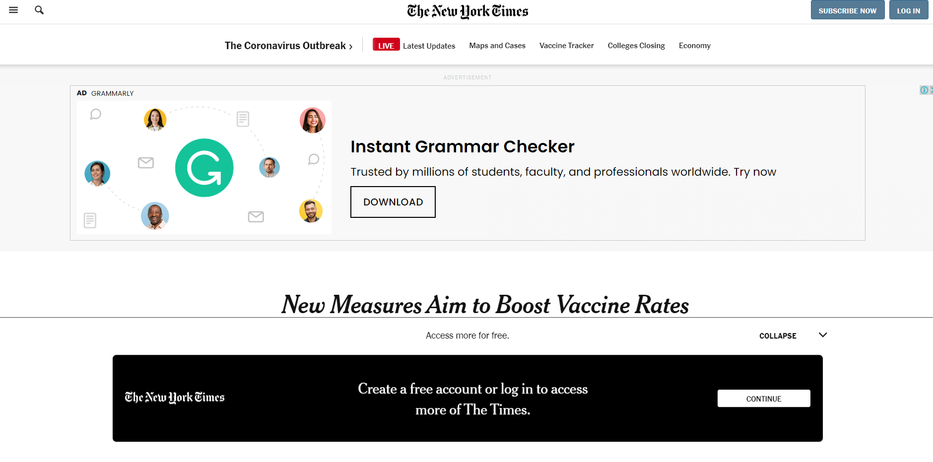 newyorktimes popup example