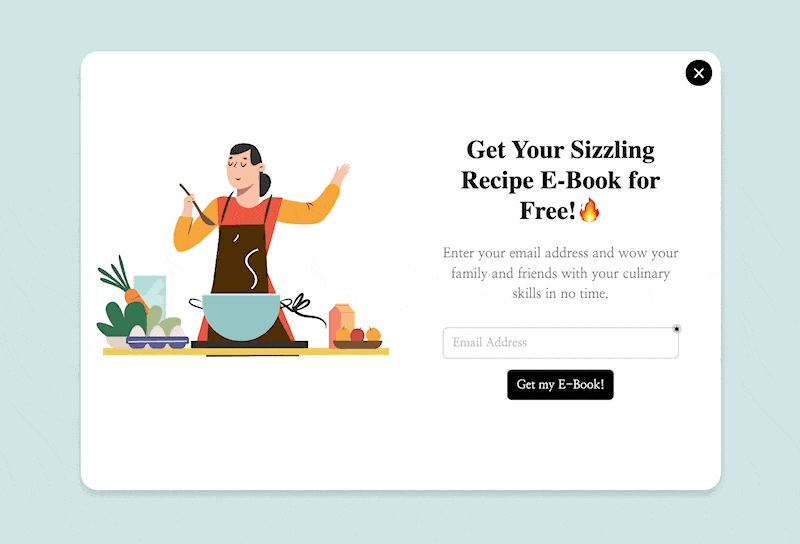 recipe ebook popup