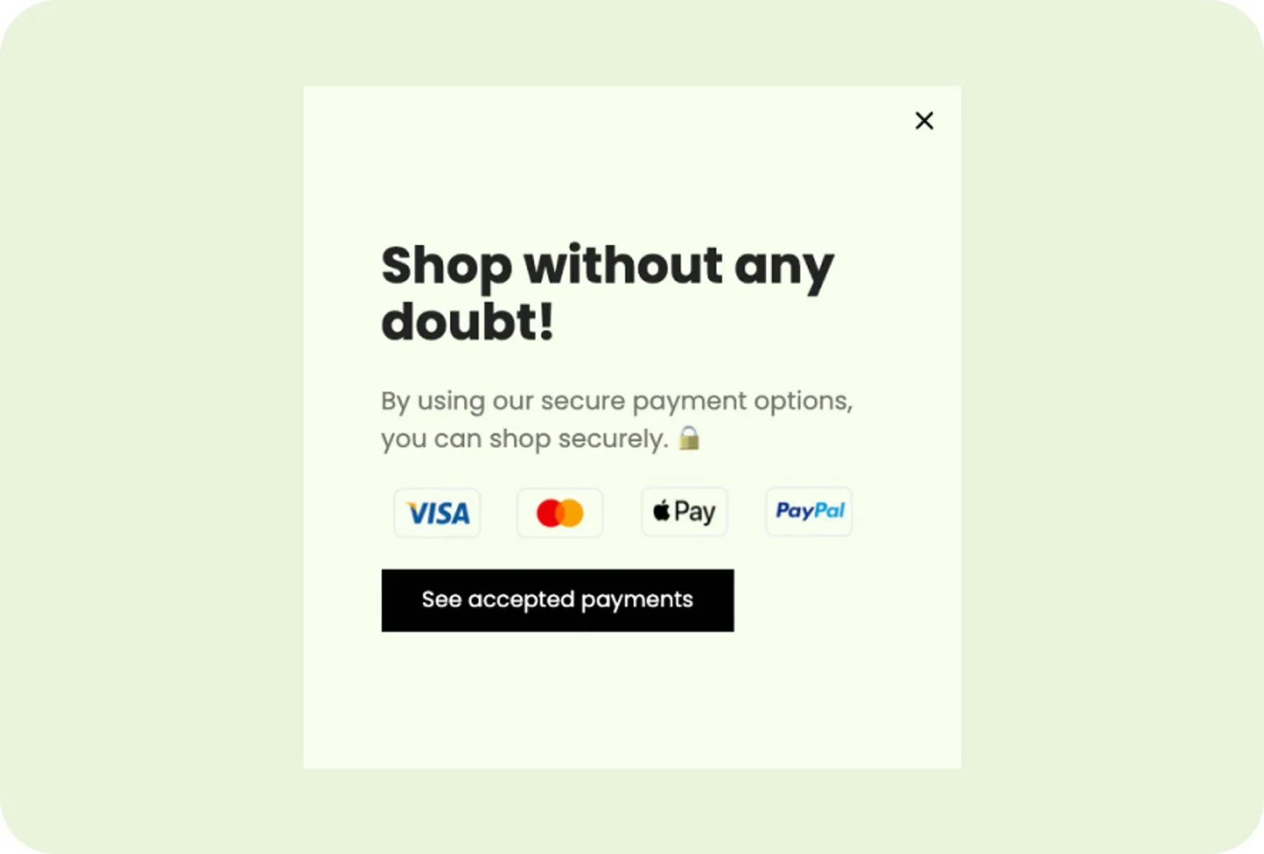 security indicator payment popup