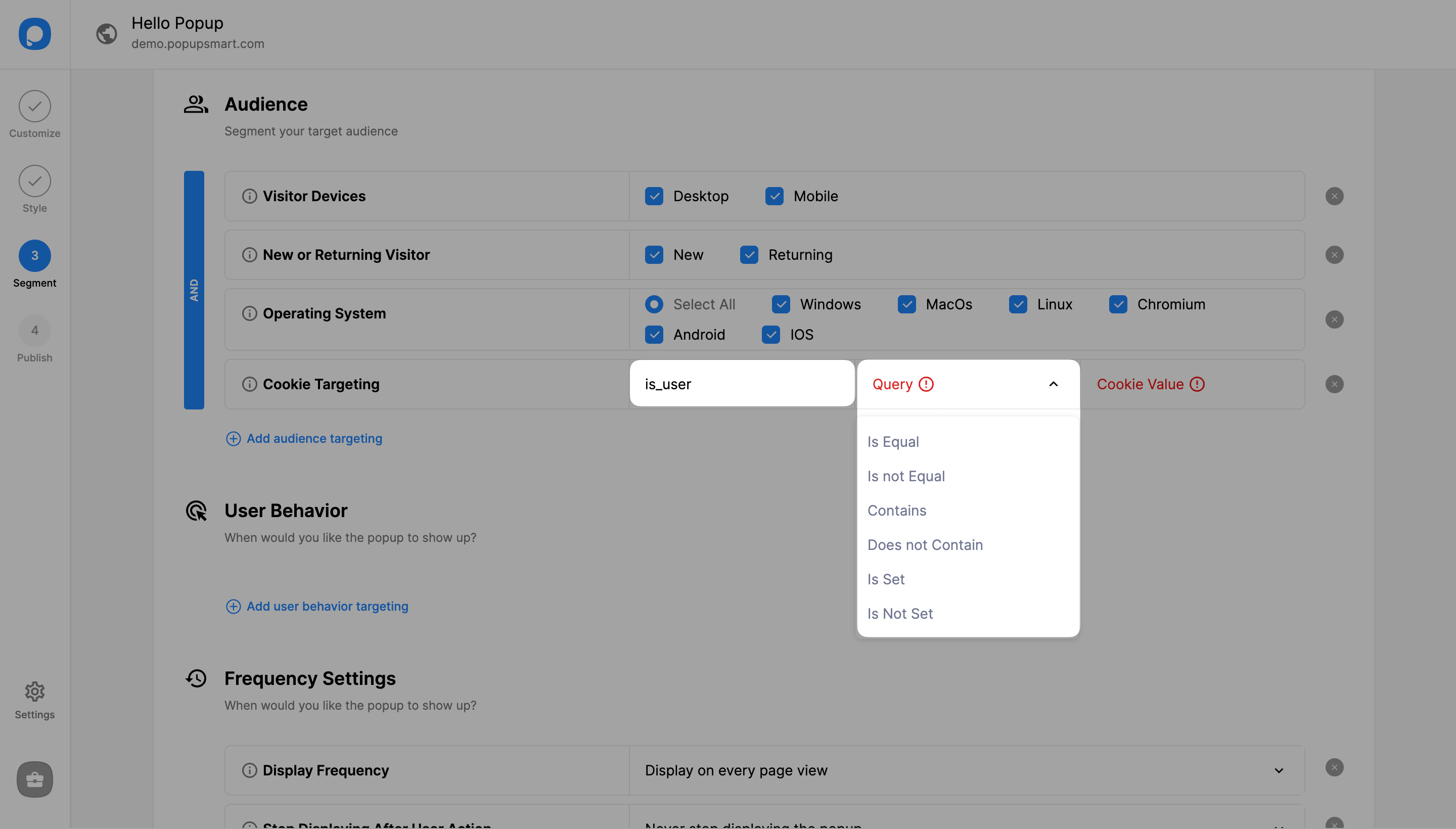 cookie targeting settings