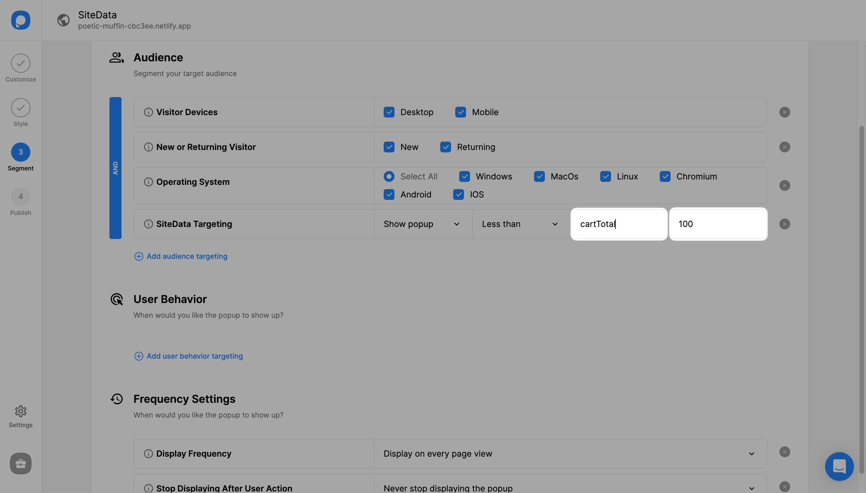 property and value fields