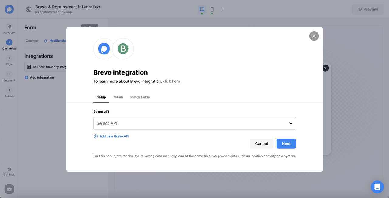 add form integration brevo