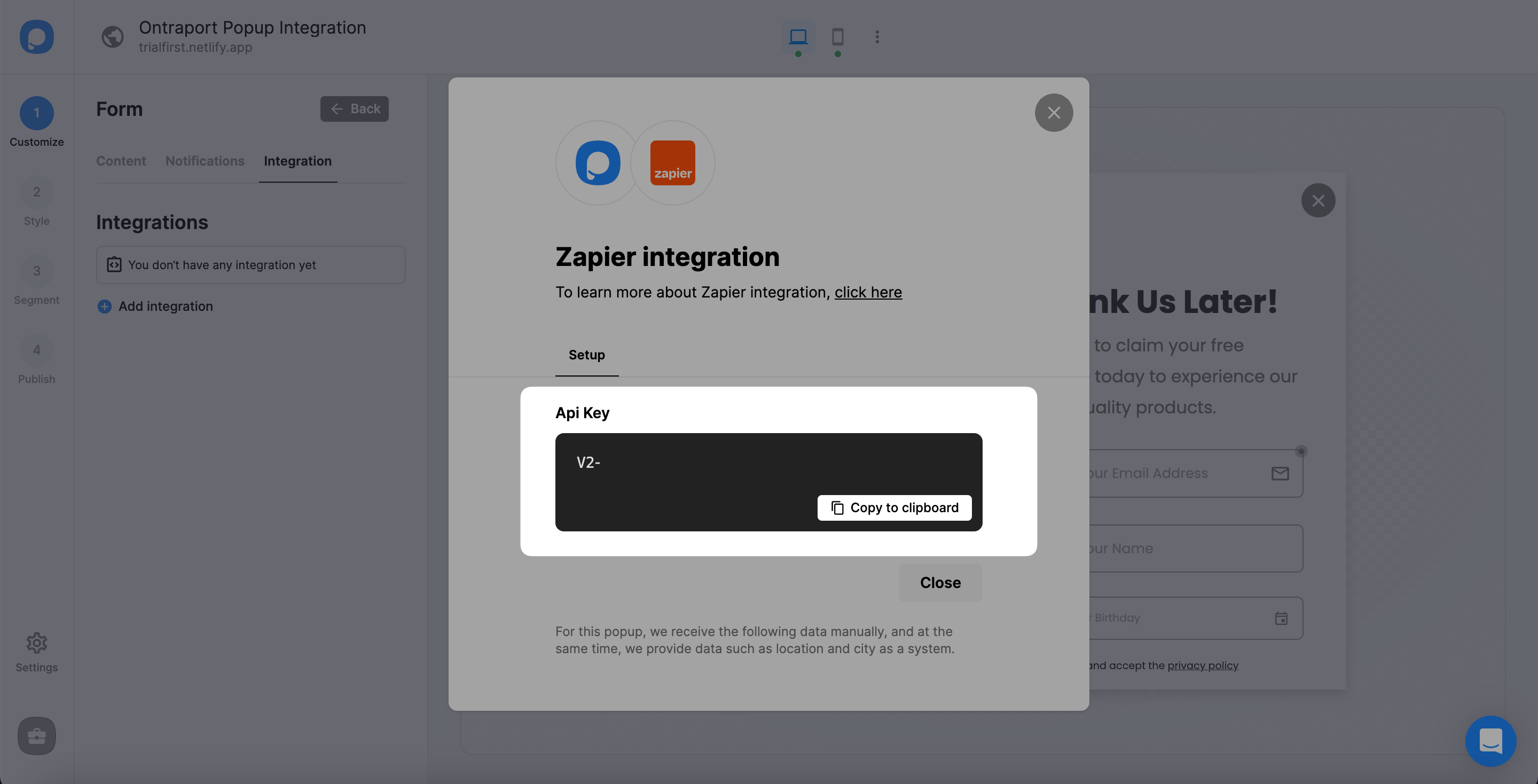 copy zapier api ontraport