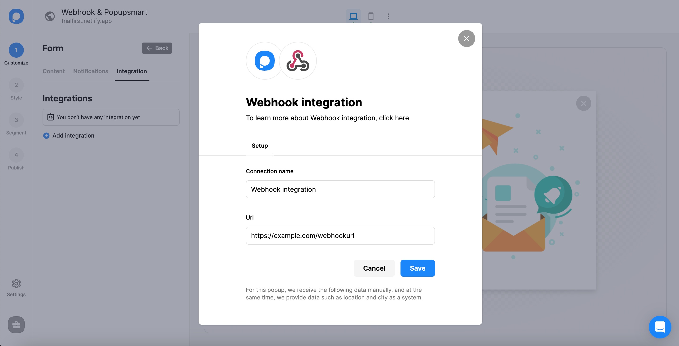 save webhook integration